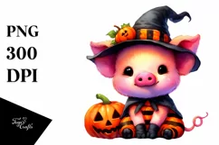 Vibrant Baby Pig Halloween | Sublimation | Clipart Product Image 1