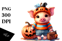 Vibrant Baby Pig Halloween | Sublimation | Clipart Product Image 1