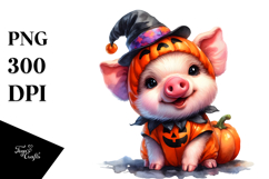 Vibrant Baby Pig Halloween | Sublimation | Clipart Product Image 1