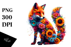 Vibrant Watercolor Fox with Sunflower Body Product Image 1