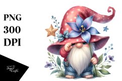 Cute Gnome with Lobelia on Star PNG Product Image 1