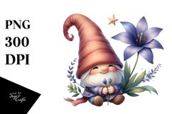 Cute Gnome with Lobelia on Star PNG Product Image 1