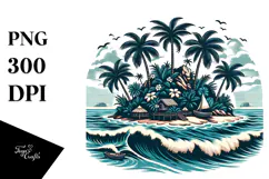 Retro Tropical Island, 20 oz Tumbler Product Image 1