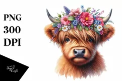 Modest Baby Highlandcow Posing PNG Product Image 1
