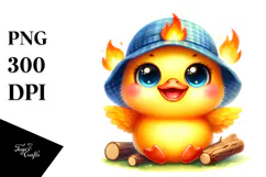 Vibrant Baby Duck with Campfire, PNG Product Image 1