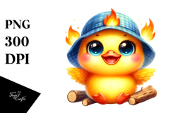 Smiling Cute Baby Duck with Tiny Campfire, PNG Product Image 1