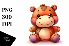 Colorful Baby Old Plush Hippo | Sublimation | Clipart Product Image 3