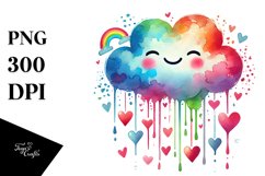 colorful Cloud with Hearts, PNG Product Image 1