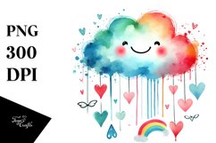 colorful Cloud with Hearts, PNG Product Image 1