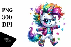 Dancing Cute Unicorn Clipart PNG Product Image 1