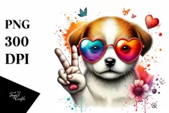 Puppy with Heart Sunglasses, PNG Product Image 1
