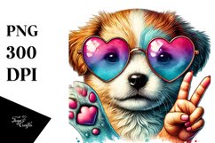 Puppy with Heart Sunglasses, PNG Product Image 1
