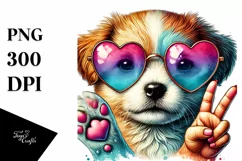 Puppy with Heart Sunglasses, PNG Product Image 1