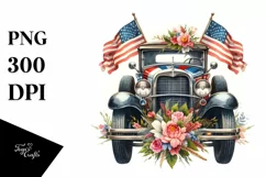 Vintage Car Watercolor Clipart Product Image 3