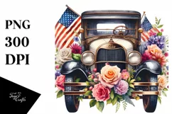 Vintage Car Watercolor Clipart Product Image 3