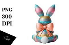 Colorful Stylized Sitting Bunny PNG Product Image 1