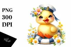 Colorful Cute Duck Sailor | Sublimation | Clipart Product Image 1