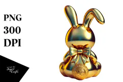 Colorful Retro Sitting Bunny PNG Product Image 1