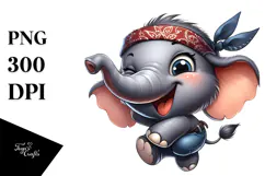 Cartoony Elephant with Bandana PNG Product Image 1