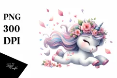 Cute Baby Unicorn Tumbling | Clipart Product Image 1