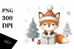 Cute Baby Fox in Christmas Tree PNG Product Image 3