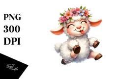 Goofy Cartoon Lamb Flower Crown PNG Product Image 1