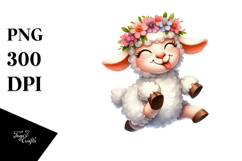 Goofy Cartoon Lamb Flower Crown PNG Product Image 1