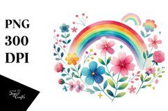 Cute Rainbow Flowers PNG Product Image 1