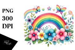 Cute Rainbow Flowers PNG Product Image 1