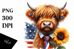 Shy Highland Cow Portrait Sublimation Clipart Product Image 3