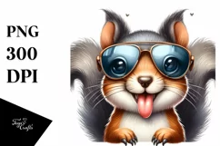Cute Squirrel with Sunglasses | Watercolor Clipart Product Image 3
