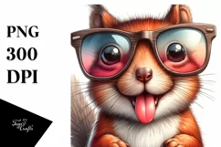 Cute Squirrel with Sunglasses | Watercolor Clipart Product Image 1