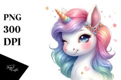 Colorful Baby Winking Unicorn Clipart Product Image 3