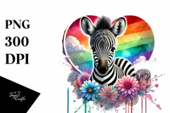 Baby Zebra with Heart, Colorful PNG Product Image 1