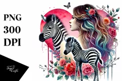 Baby Zebra with Heart, Colorful PNG Product Image 1