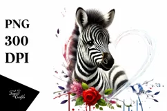 Baby Zebra with Heart, Colorful PNG Product Image 1