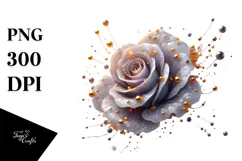 Red Rose with Golden Insertions PNG Product Image 1