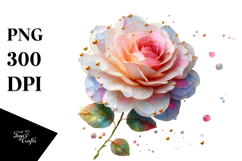 3D Rose with Golden Insertions, PNG Product Image 1