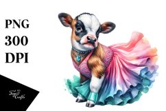 Colorful Baby Cow with Ballroom Dancer&#039;s Gown, Transparent Product Image 1