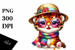 Colorful Layered Baby Tiger with Sun es Product Image 3