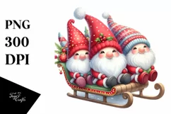 Gnomes on Santa's Sleigh PNG Product Image 3
