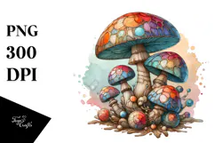 Pastel Mushroom Wooden Stained PNG Product Image 1