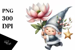Baby Gnome with Magnolia Star PNG Product Image 1
