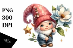 Baby Gnome with Magnolia Star PNG Product Image 1