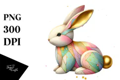 Colorful Pastel Bunny Wood PNG Product Image 1