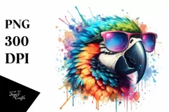 Colorful Macaw Sunglasses Paint Splashes | Clipart Product Image 3