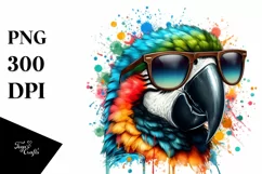 Colorful Macaw Sunglasses Paint Splashes | Clipart Product Image 1