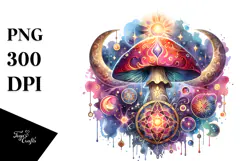 Vibrant Magical Celestial Mushroom Tarot PNG Product Image 1