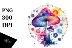 Vibrant Magical Celestial Mushroom Tarot PNG Product Image 1
