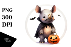 Cute Baby Rhino Dressed for Halloween, Transparent PNG Product Image 1
